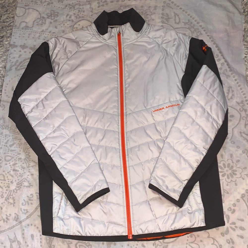 Under Armour Performance Puffer Jacket Gray Orang… - image 1